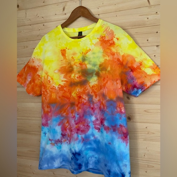 NEW Unisex GILDAN Large Handmade Ice Tie-Dye Soft Style T-Shirt Sun-Kissed Surf - Picture 2 of 8